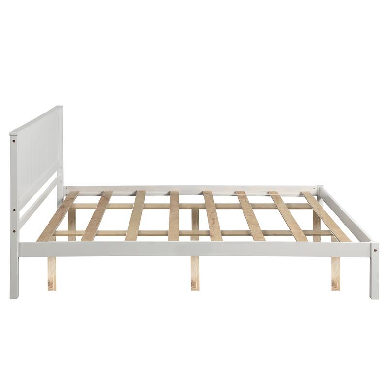 Modern Bedroom Platform Bed Frame with Headboard and MDF Panel Wood Slat Support No Box Spring Needed