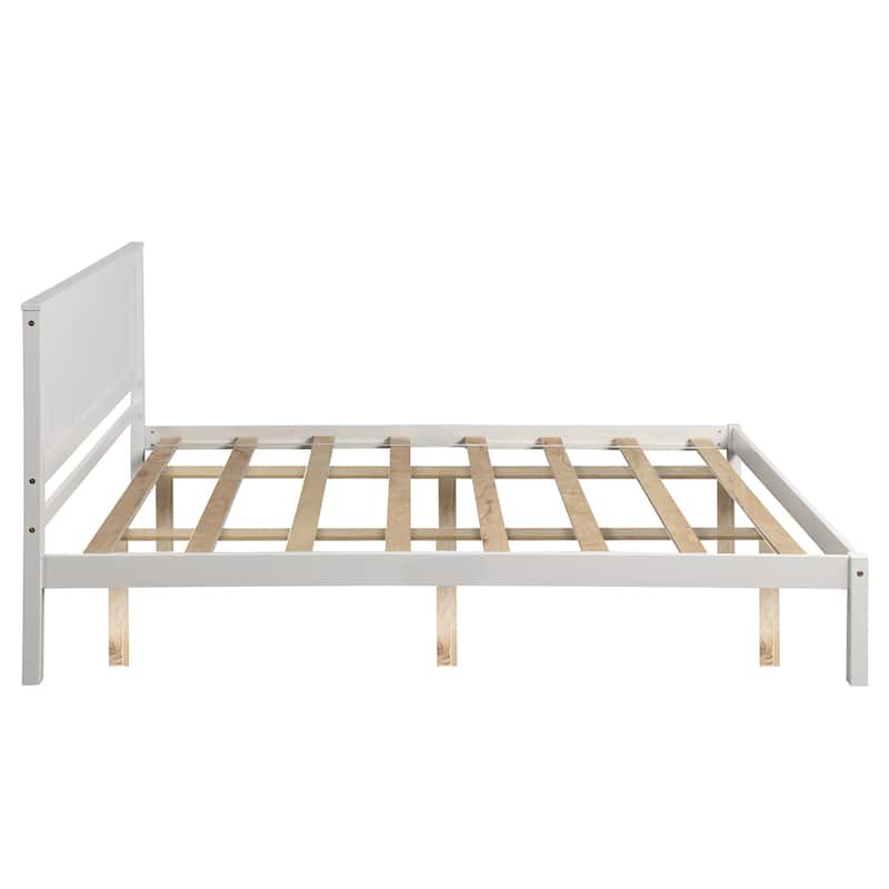 Modern Wood Platform Bed Frame with Headboard and Slat Support