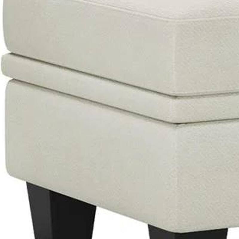 HomeRoots 46" Beige and Black Chenille Storage Ottoman