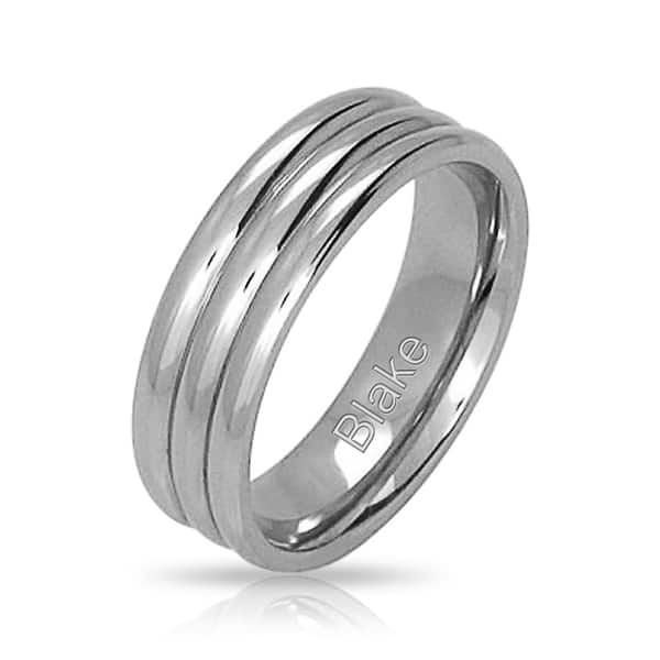 Shop Stacked Fixed Grooved Band Wedding Ring For Couples For Men