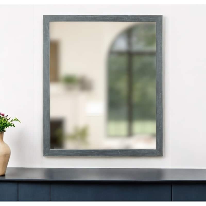 HomeRoots 40" Dark Gray Solid Wood Framed Accent Mirror - Dark Gray - 34' X '40' X '2 - Dark Gray - 34' X '40' X '2