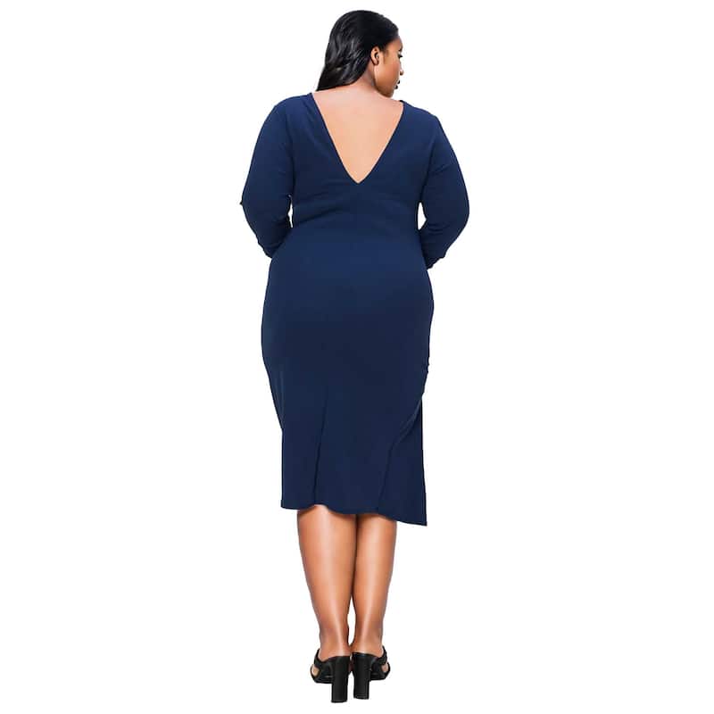 L I V D Plus Size Bianca Open Back Slit Dress