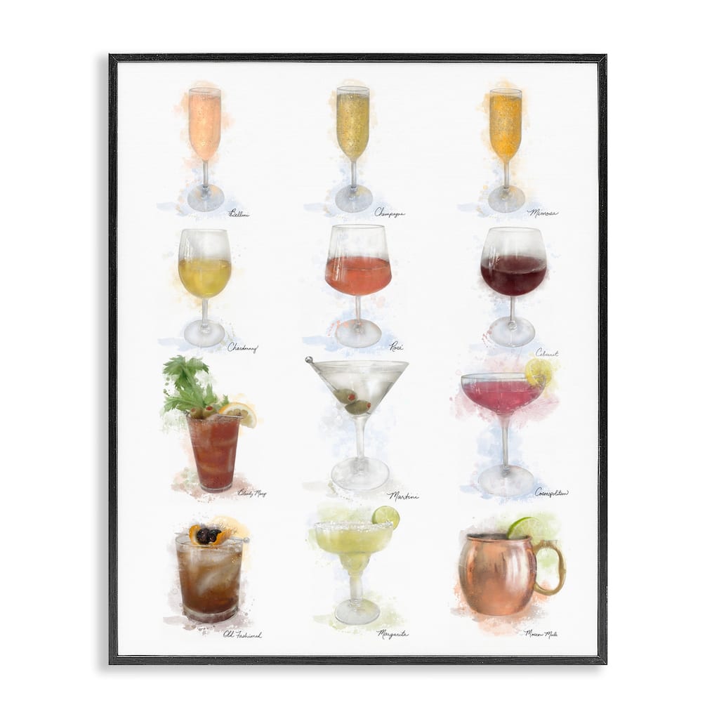 Stupell Soft Artisanal Cocktails Menu Framed Giclee Art Design By Matthew Piotrowicz