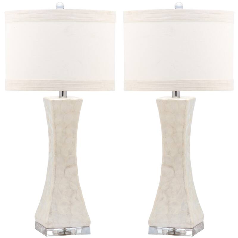 SAFAVIEH Lighting 30.5-inch White Shelley Concave Table Lamp (Set of 2).