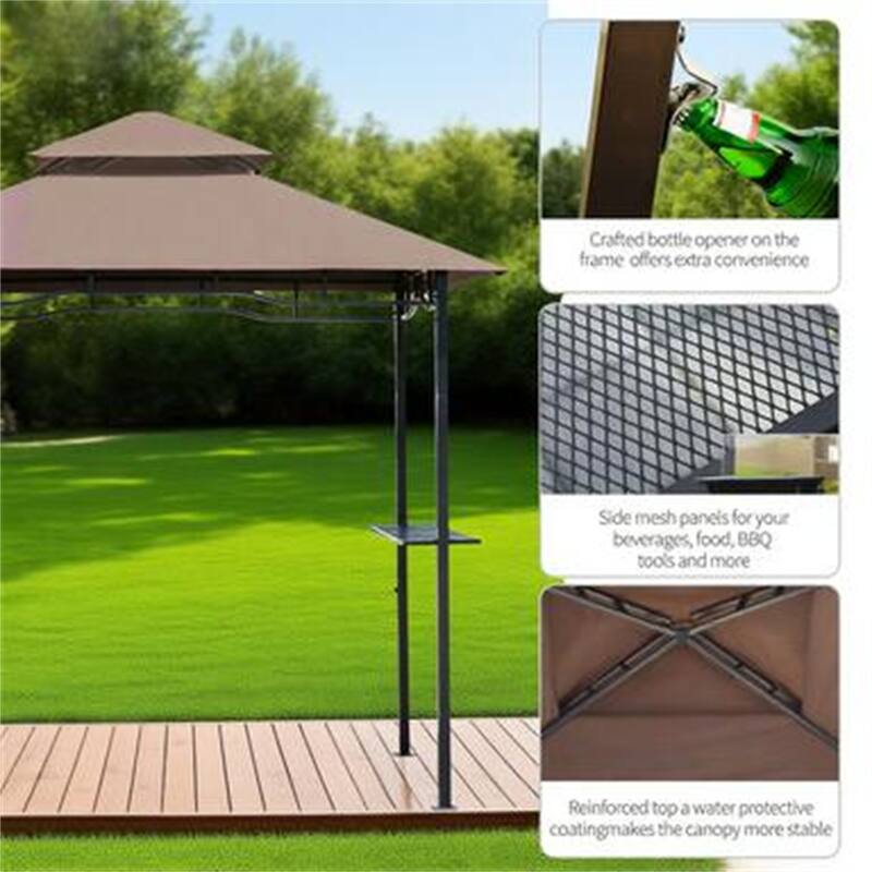 Grill Gazebo with Double Roof, Outdoor BBQ Canopy