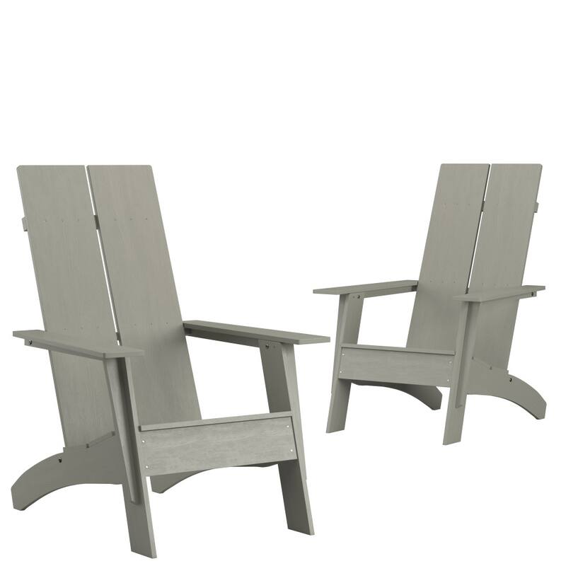 Modern Dual Slat Back Adirondack Style Chairs, Set of 2