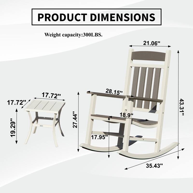 Domi Outdoor Rocking Chair Set – High Back, Weather-Resistant Porch Rockers for Patio
