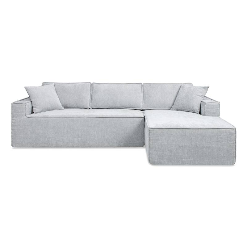 Brenley 110.5" Sofa-in-a-Box Chenille Upholstered Frameless 2-Piece Sectional Sofa