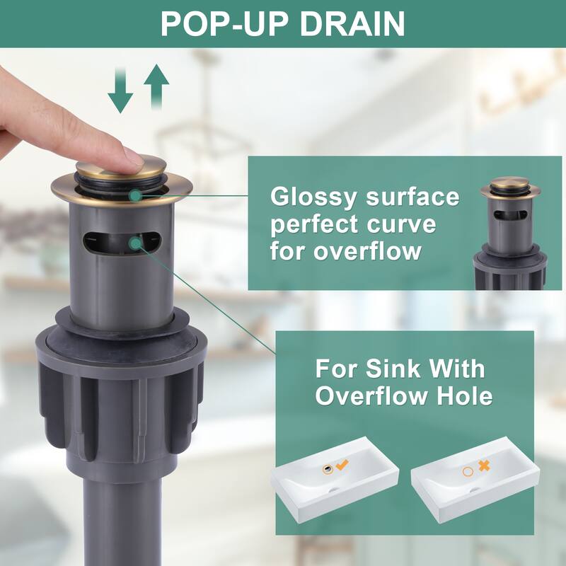 WOWOW Modern-Style Bathroom Faucet with Pop-Up Drain