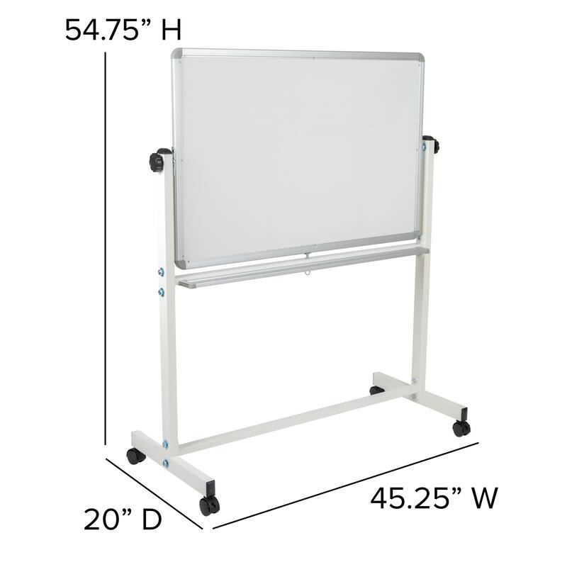 Double-Sided Mobile White Board with Shelf - Flip Over Board