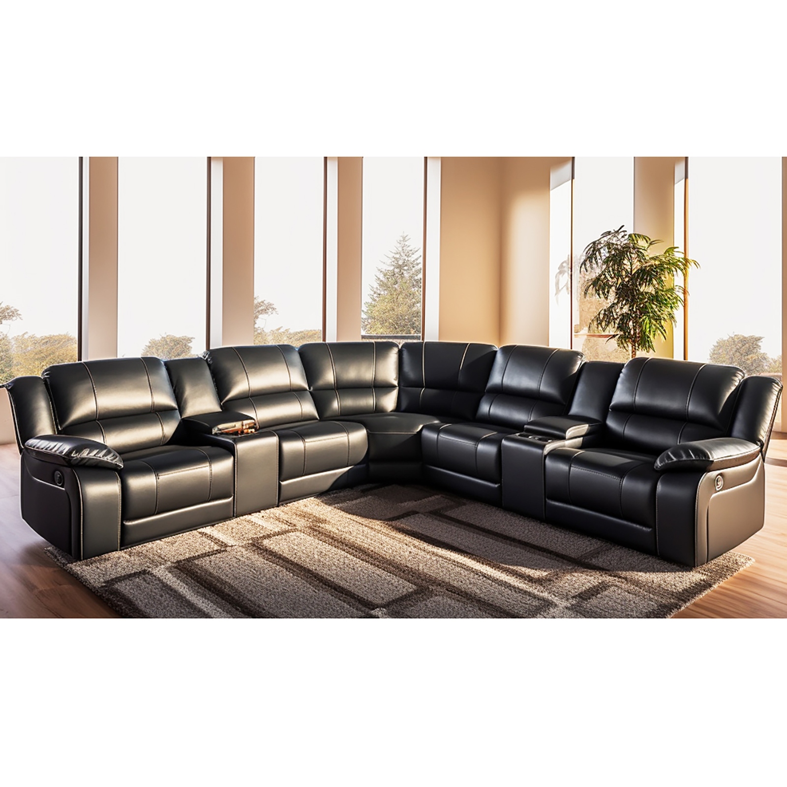 L shaped 2025 leather reclining sectional