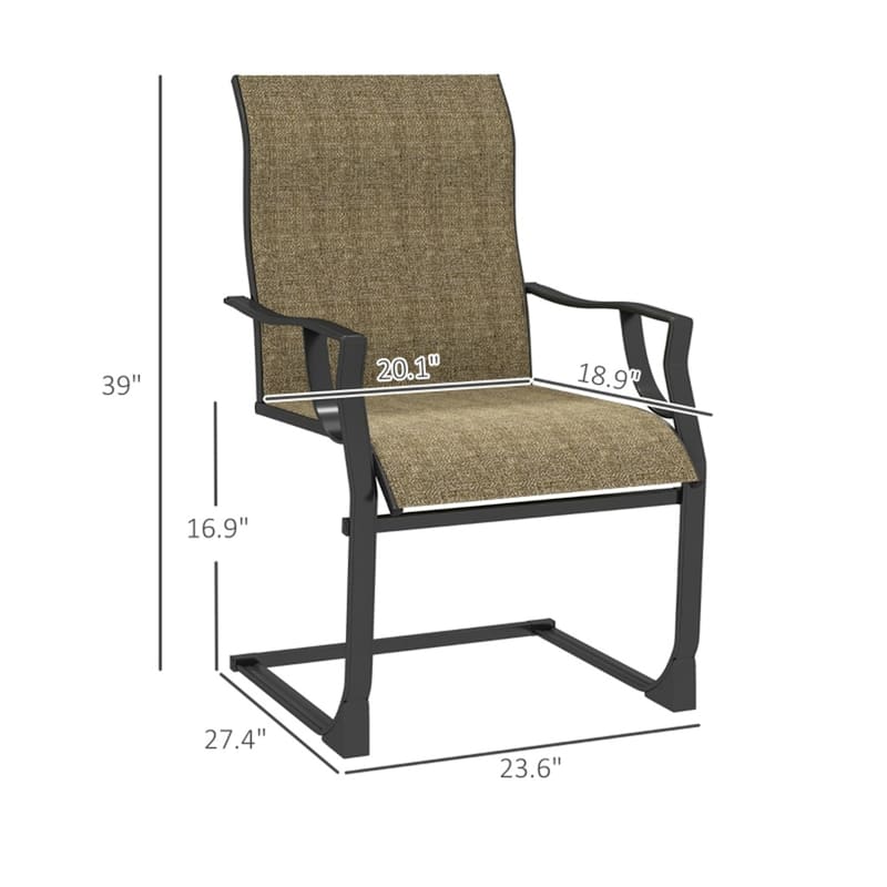 Metal Outdoor Chairs Set of 2 with Breathable Mesh and Swing - 23.6" W x 27.4" D x 39" H