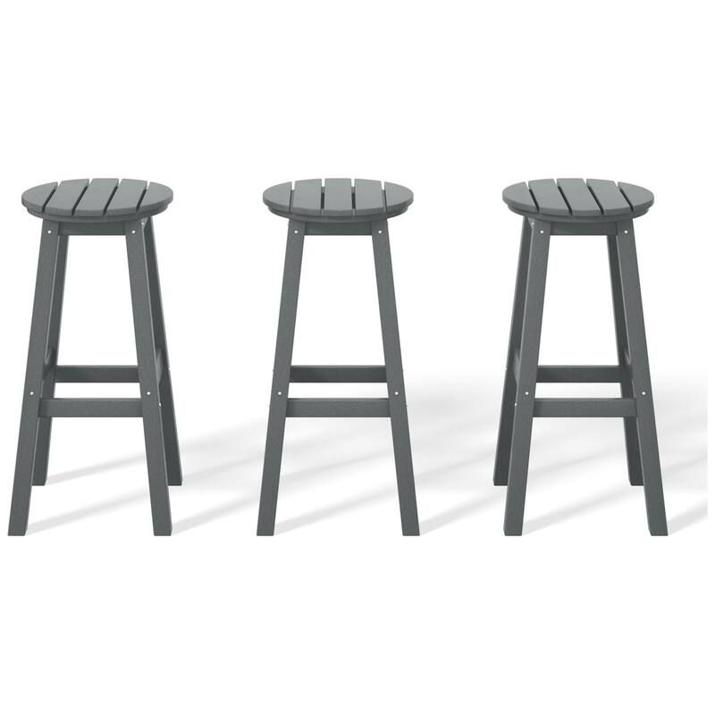 Laguna Hdpe All Weather Outdoor Patio 29" Round Bar Stool (Set Of 3)