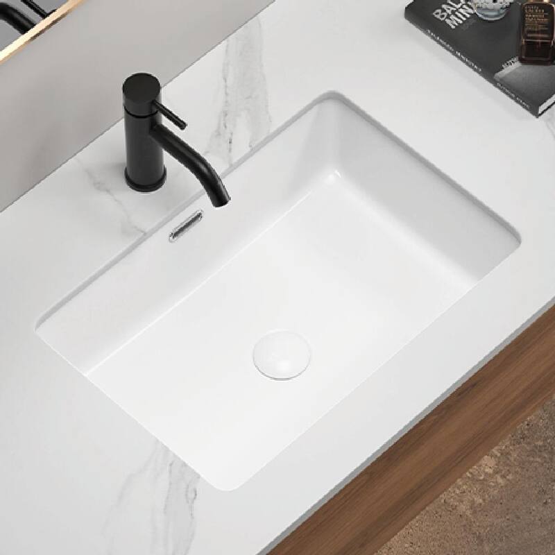 Eridanus Undermount Kitchen Sink - White Ceramic Sink, Deep Single Bowl (Without Bottom Grid and Strainer Drain - Milk White - 22" L x 16" W