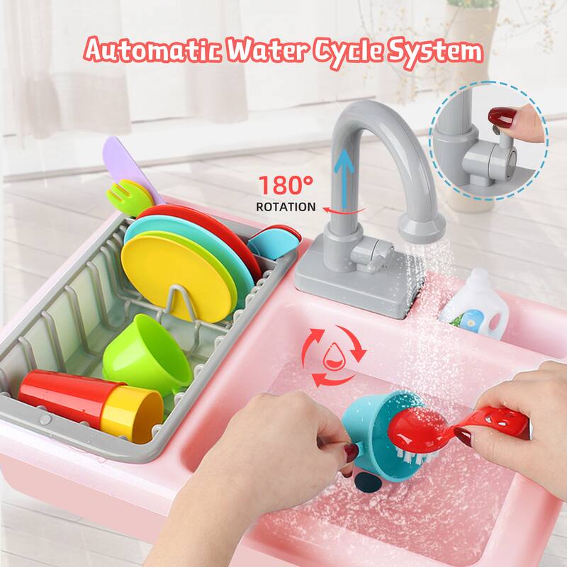 Wooden Kids Picnic Table, Sand and Water Table with Umbrella, Activity Table for Outdoor Backyard Patio Play