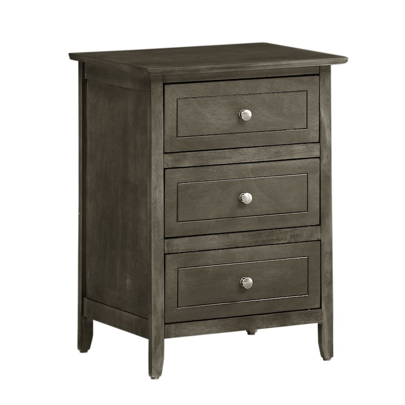 3-Drawer Wood Nightstand - 25" - Gray