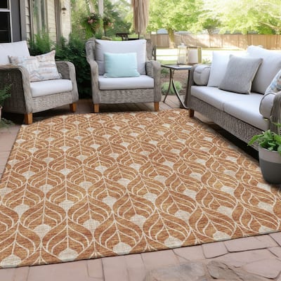 Machine Washable Indoor/ Outdoor Chantille Geo Teardrop Rug
