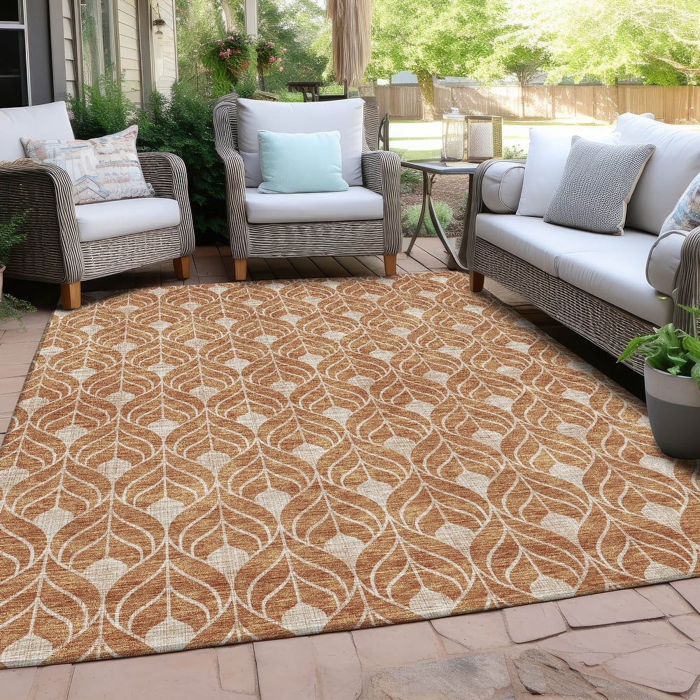 Machine Washable Indoor/ Outdoor Chantille Geo Teardrop Rug