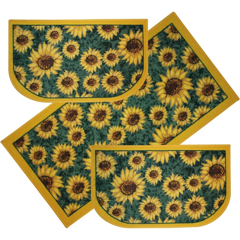 Kashi Home Kitchen Rug, Printed Durable Non Slip Floor Mat, Farmhouse Design 3 Piece Set - 3pc Set (2 18x30 D Shape & 1 20x40)