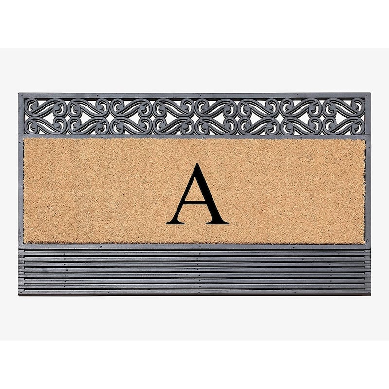 A1HC First Impression Rubber and Coir Rosewood 24" X 36", Heavy Duty Outdoor Monogrammed Doormat - Monogrammed A