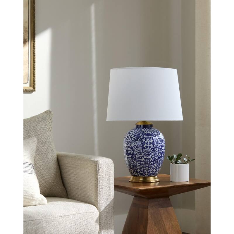 Livabliss Florezia Traditional Accent Table Lamp - 22"H x 15"W x 15"D - Blue