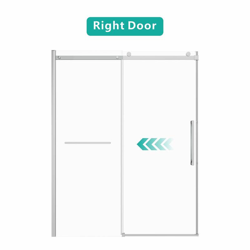 Frameless Glass Shower Door with Chrome Hardware - Silver