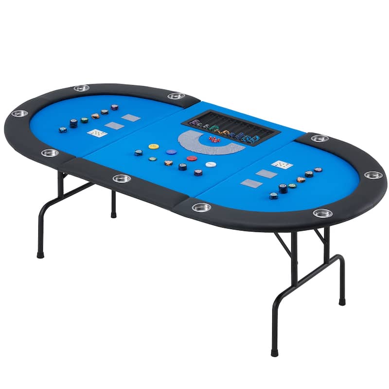 AVAWING 9 Players Game Poker Table Casino Leisure - Blue