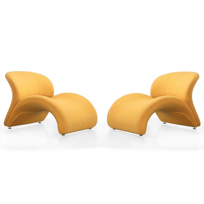 Manhattan Comfort Rosebud Wool Blend Accent Chair (Set of 2) - Yellow