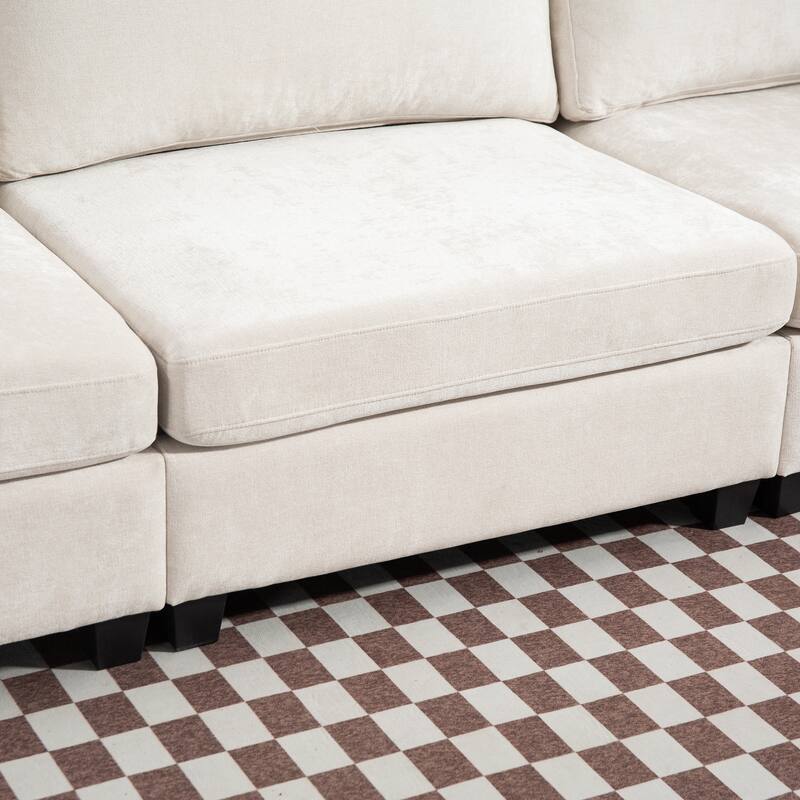 Chenille Upholstered 3 Seater Sofa, Cloud Sofa with 2 Pillows, Deep Seat Sofa with Storage Pocket for Living Room, Apartment