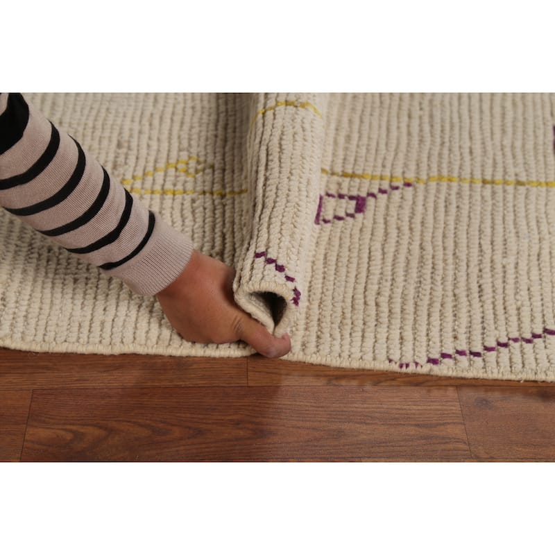 Moroccan Abstract Rug Hand-Knotted Contemporary Wool Carpet - 6'0"x 12'9"
