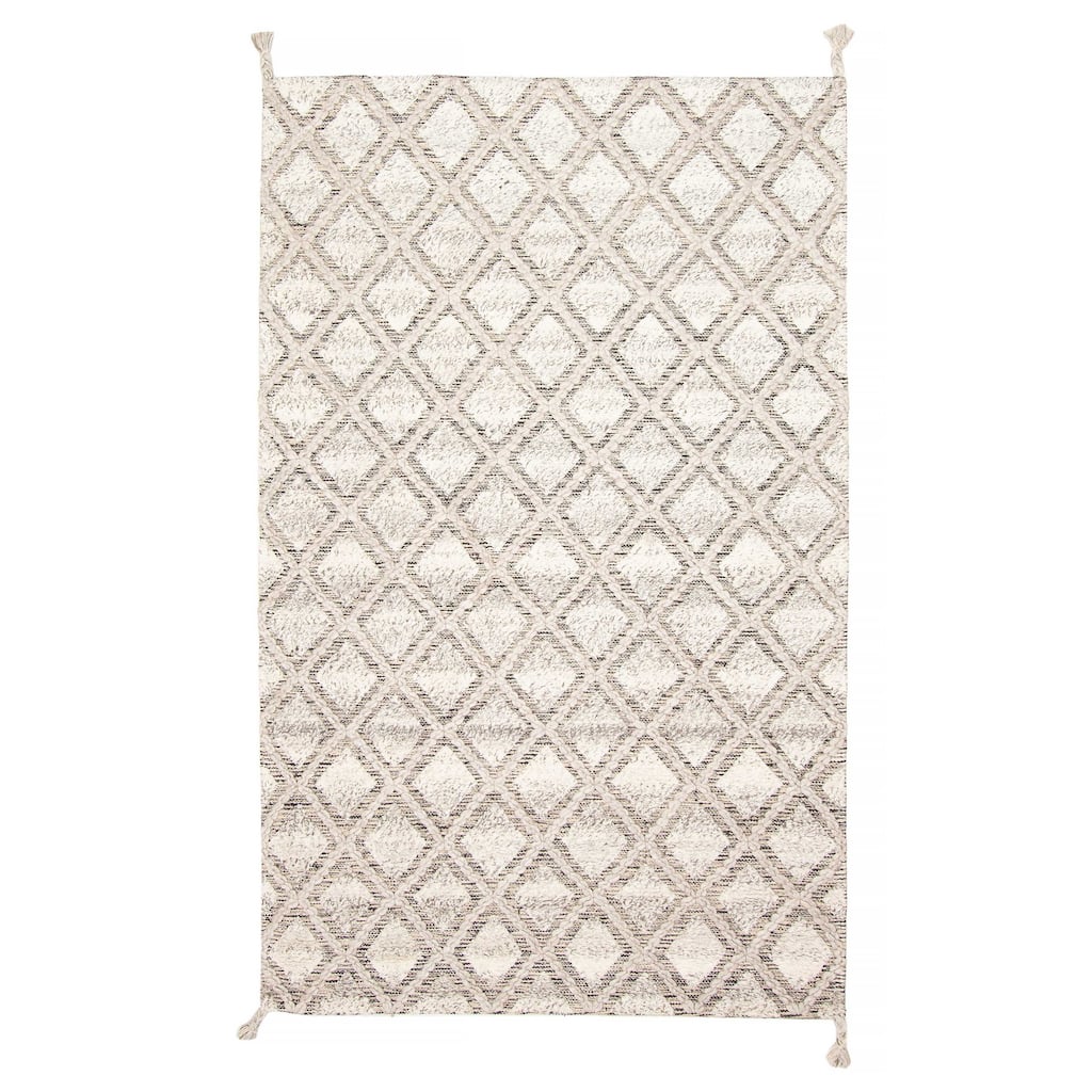 ECARPETGALLERY Braid weave Sienna Cream Wool Rug - 5'0 x 8'0