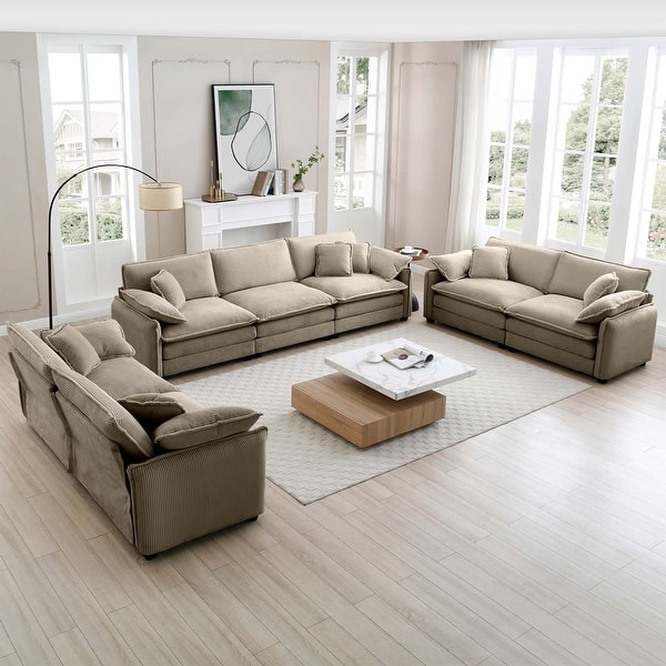 Modern 3-Piece Living Room Sofa Set Includes Two 2-Seaters and One 3-Seater with Soft Pillows - Bed Bath & Beyond