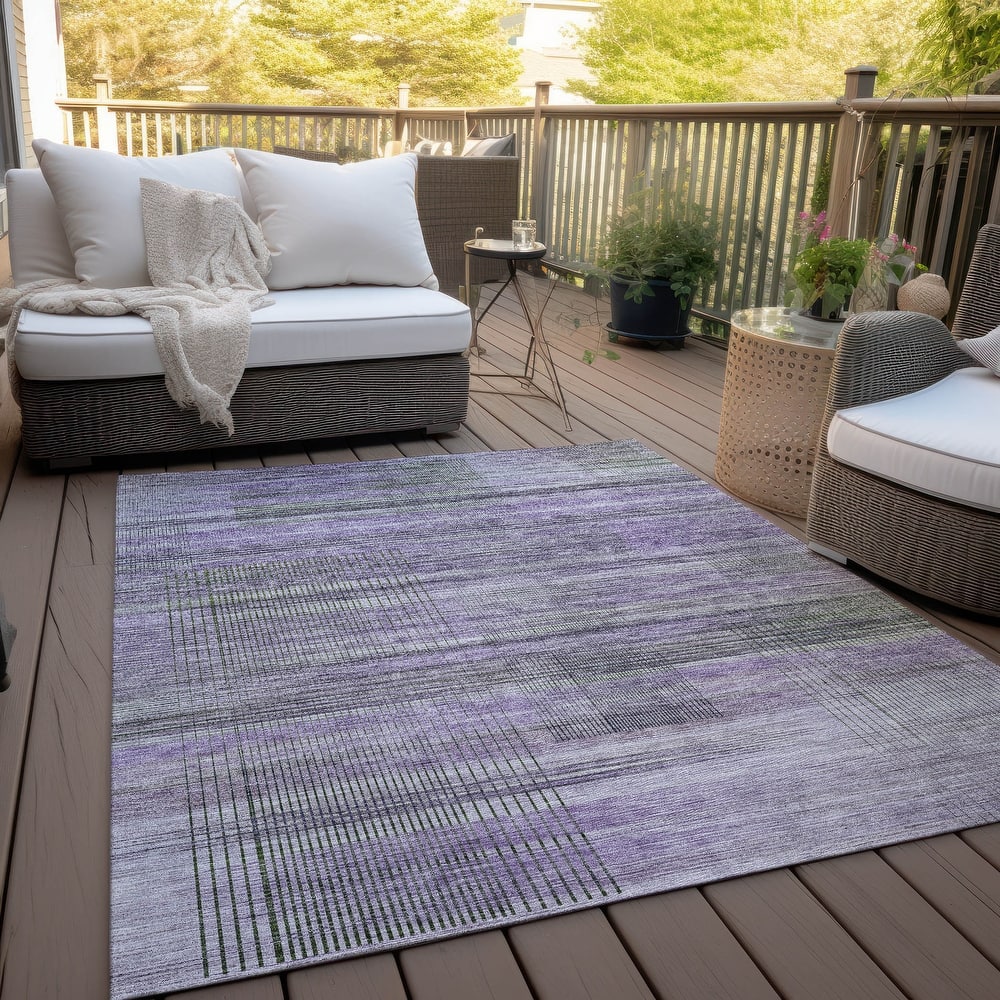Machine Washable Indoor/ Outdoor Chantille Contemporary Imprints Rug