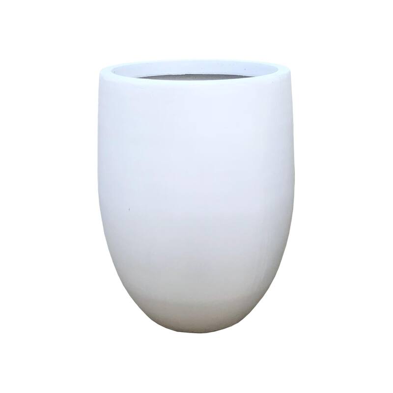 21.7"H Round Pure White Concrete Indoor Outdoor Modern Tall Planter - 17" W x 17" L x 21.7" H