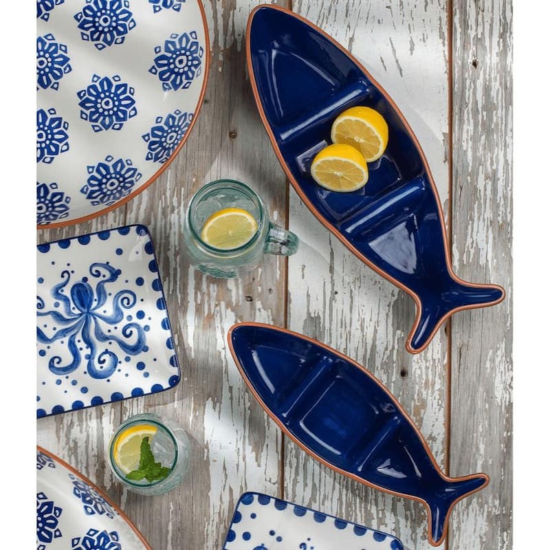 Euro Ceramica Octopus 19'' Oversized Oval Serving Platter