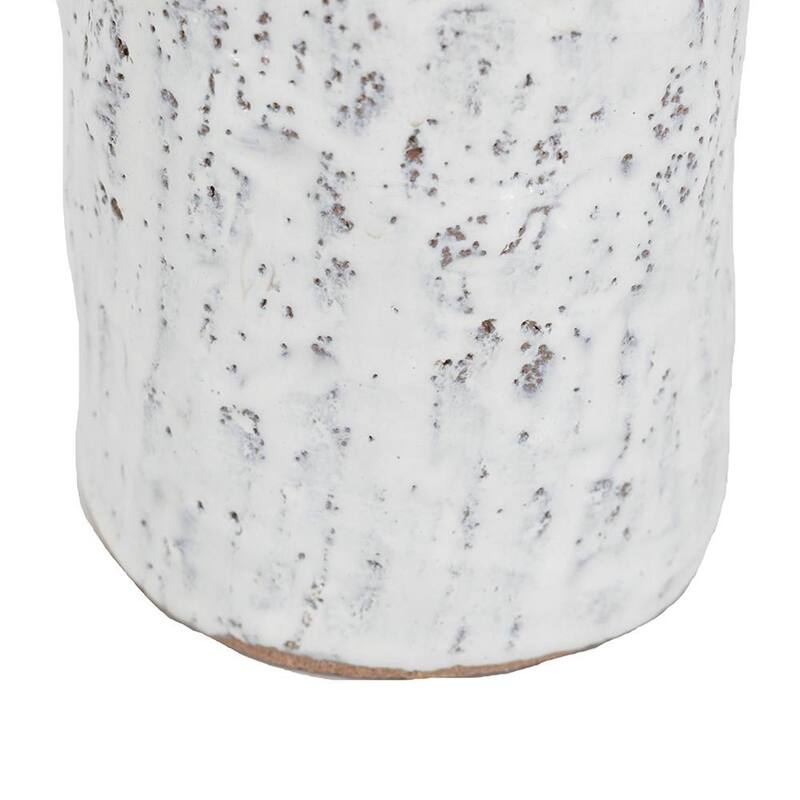 10" Beige And Ivory Cylinder Terracotta Table Vase - 4.70