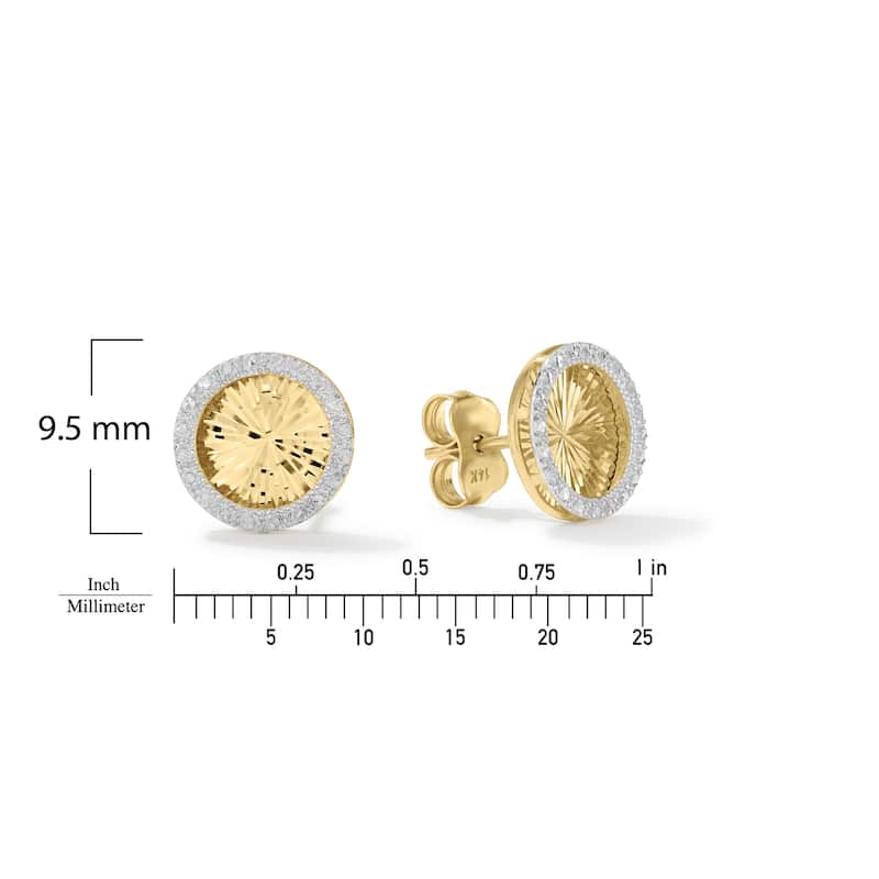 Clover 14K Two-Tone Gold Diamond-Cut Yellow Gold Starburst Halo Stud Earrings