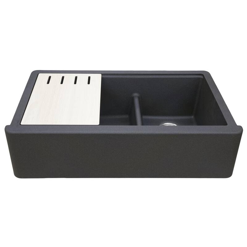 Self-Trimming Quartz Composite 36" Farmhouse Double Bowl Kitchen Sink
