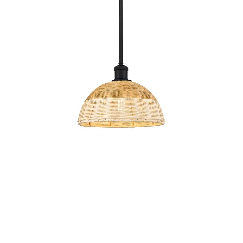 Innovations Lighting 516-1S-9-12 Bristol Natural II Pendant Bristol - Matte Black / Natural