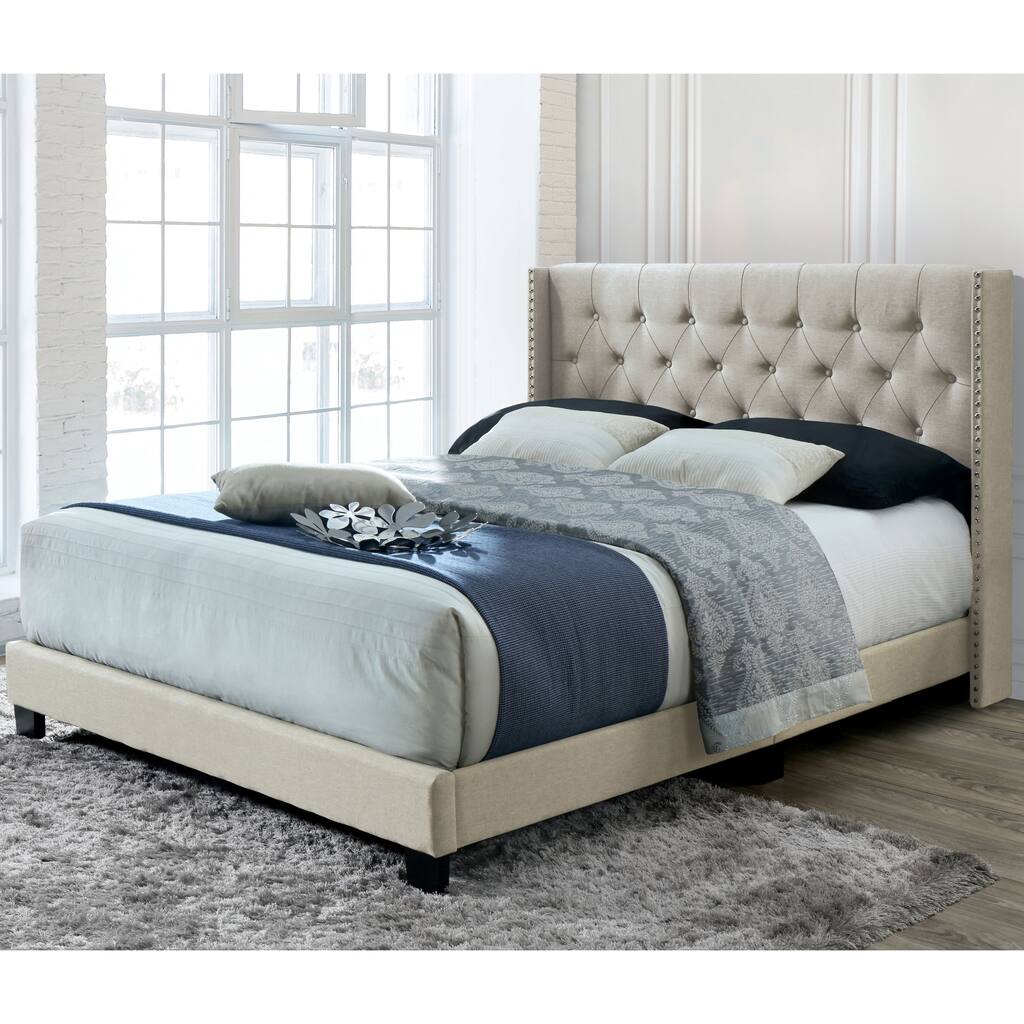 Gowler Gowler Transitional Fabric Wingback Tufted Bed by Furniture of America ...