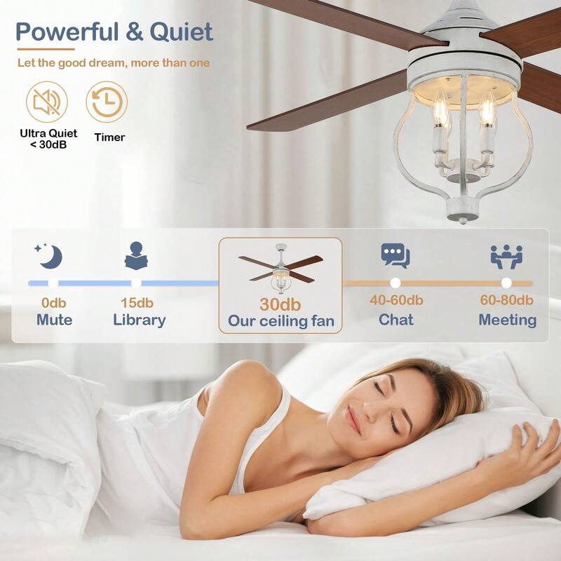 Cusp Barn 52 Inch Ceiling Fan with Remote, Farmhouse Caged Fandelier, Black Industrial Ceiling Fans with DC Motor for Bedroom