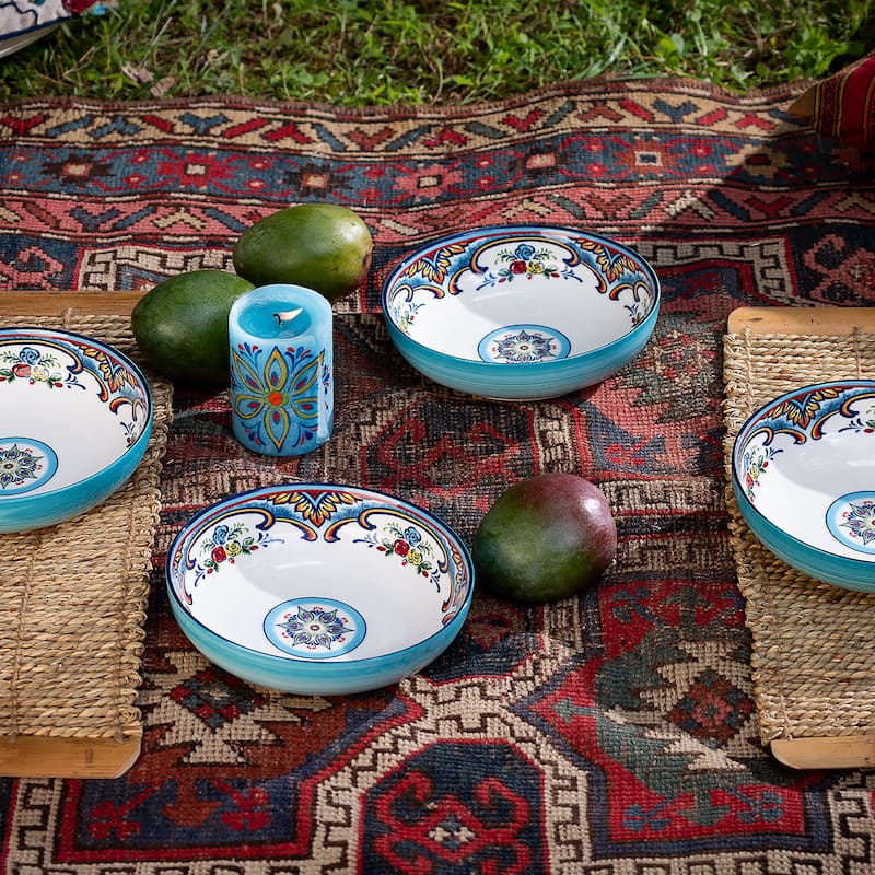 Euro Ceramica Zanzibar 4 Piece.8.5" Pasta Bowl Set - 40 oz