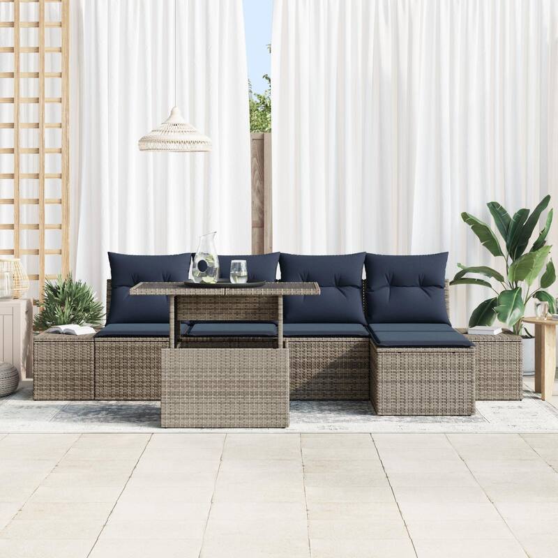 vidaXL 6 Piece Garden Sofa Set with Cushions - 115.8×46.1×27.2