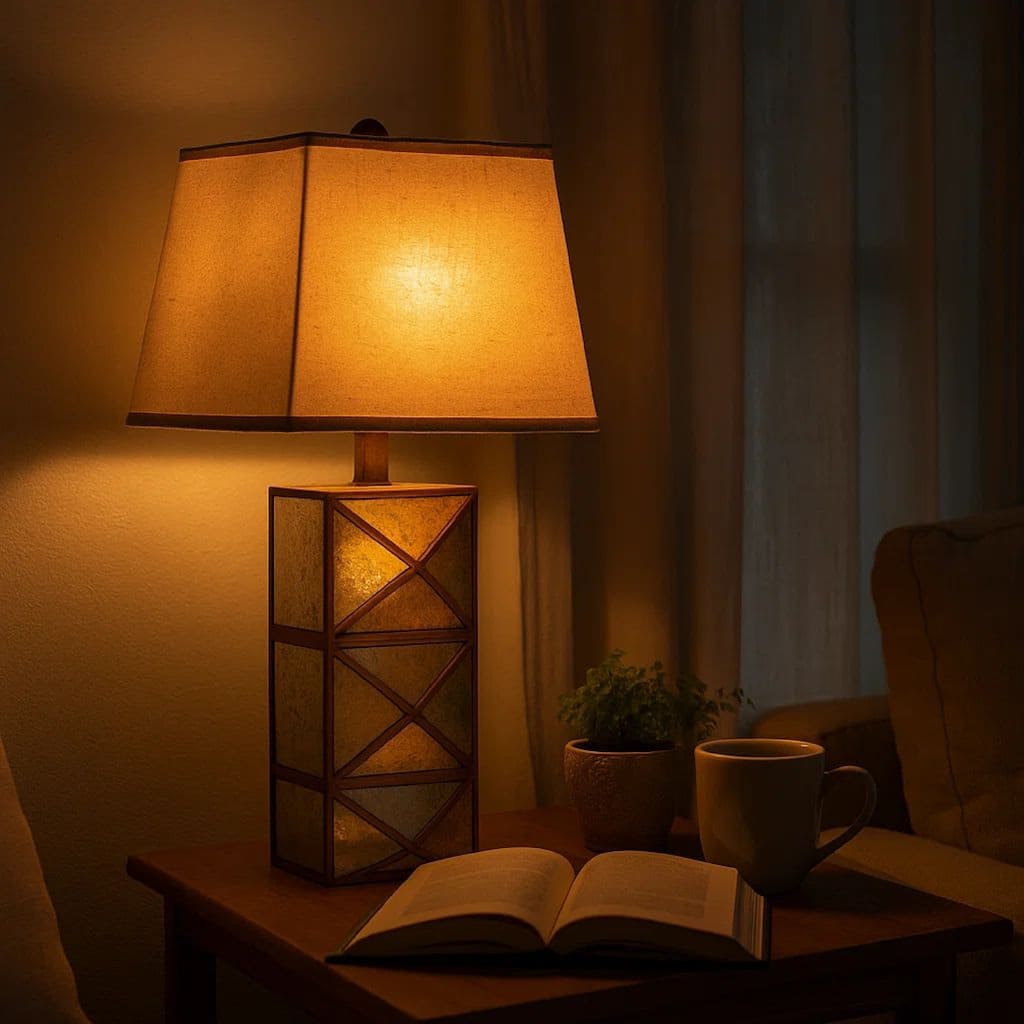 Metal Table Lamp Set of 2 with X Shape Design and Mirror Front,Multicolor