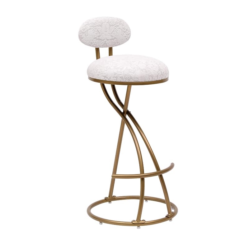 Round Print Bar Stools Set of 2 Metal Upholstered Chairs for Kitchen Island & Dining Rooms Counter Stools