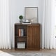 preview thumbnail 3 of 8, Roomfitters Mid Century Sideboard, Sliding Doors, Solid Wood Decorative Strips, Storage Cabinet, Walnut