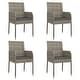 preview thumbnail 76 of 91, vidaXL 3 Piece Patio Dining Set with Cushions Black Poly Rattan - 18.9" x 21.7" x 34.6"