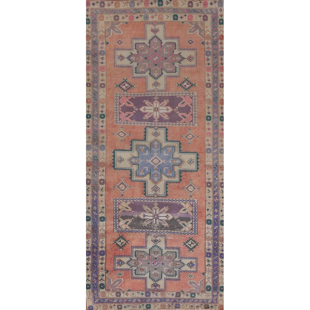 Hand Knotted Oriental 100% Wool Carpet Traditional Tribal Coral Ardebil Area Rug - 11' 1'' X 4' 7''