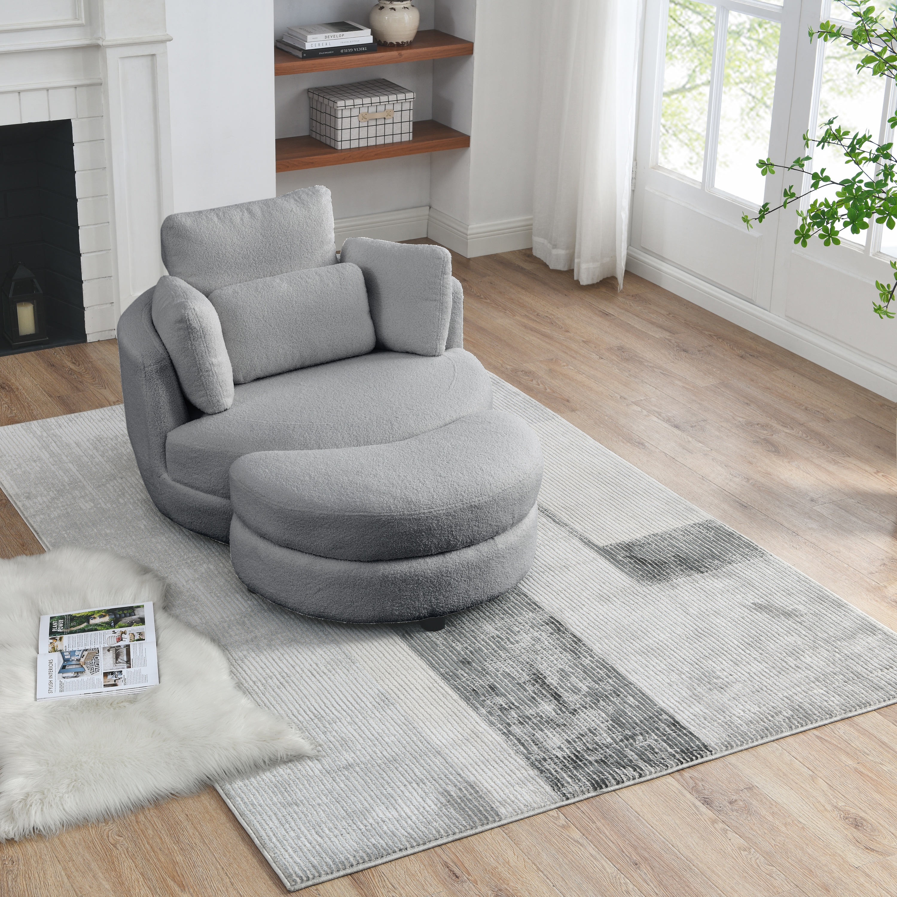 Upholstered Leisure Large Round Chair 39