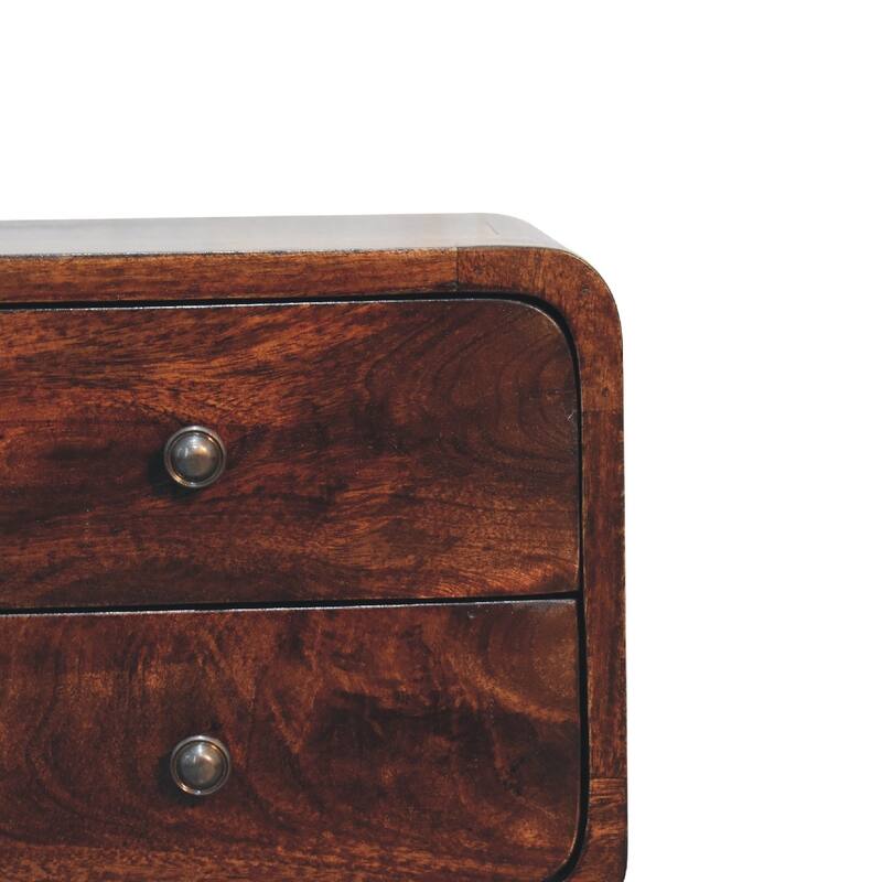 Artisan Furniture Solid Wood Mini Light Walnut Curved Nightstand
